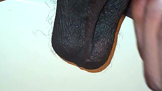 Stroking Big Black Uncut Dick Wit Cock Ring