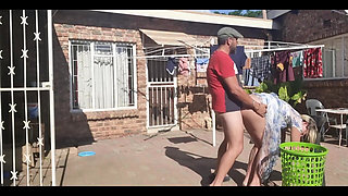 Outdoor Fucking While Taking off the Laundry