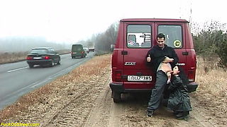 Crazy German couple fucking on street