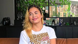 BUSTY LATINA College girl fucks producer