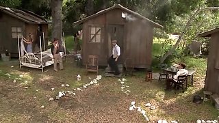 Vintage Country Orgy with Amber Rayne and Gang - Cumshot & Lesbian Fun in HD