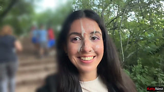 Crazy Cumwalk in Public Park Full of People - Public Blowjob Flashing