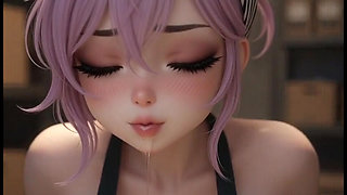 Hot sexy tiny barista is waiting for her customer, mastubrating