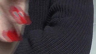 Slave Marking with Pen, Beautiful Red Fingernails, Lady Victoria Valente