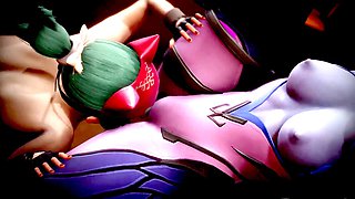 Overwatch's Widowmaker and Kiriko get steamy in a hot animated lesbian scene by Heretoo