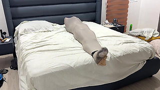 Mummified in Pantyhose Cocoon Vulnerable Encased Inside Nylon