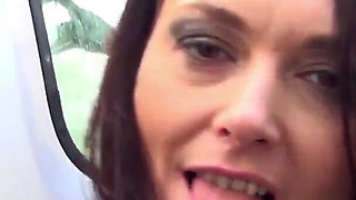 German Milf hops on the car and gets fucked