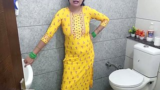 Indian stepmom fucks step son in bathroom dirty talk Hindi audio