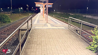 Horny Slut Fucked in the Middle of the Train Station!!