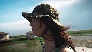 Spicy MILF exciting outdoor clip