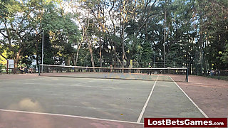 Rafaela and Igor Are Taking Their Strip Tennis Match Outside