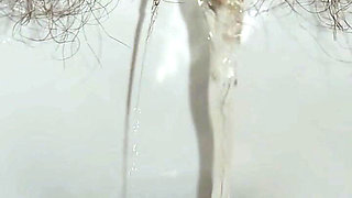 Woman Pissing in the Toilet, Golden Shower, Hairy Pussy Pee