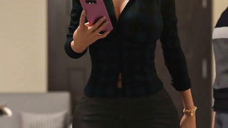 Being a Wife (v1.220p) - P9 - the Cheating Wife Cuckolds Her Husband While on a Phone Call and Gets Caught by Her Stepson