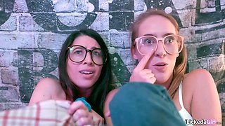 Girl-on-girl roomies penetrating enormous milk cans cougar