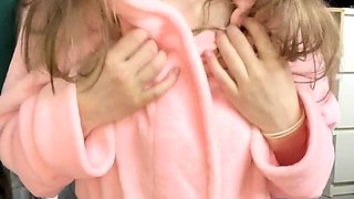 blonde teen pregnant girl has her pussy masturbated