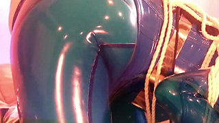Latex bondage submissive MILF wearing gag kinky escape