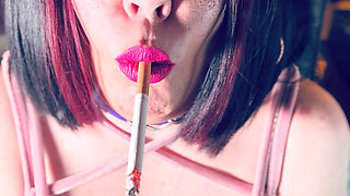 Cute Goth Tina Snua Tip To Tails 2 Cigarettes - Chain Smoking BBW Emo - OMI OME Snap Inhales Drifts