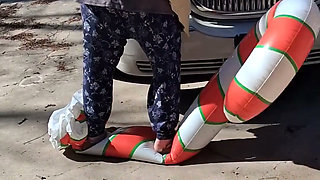 Big Beautiful Woman Nurse Vicki Crushes This Blow up Candy Cane