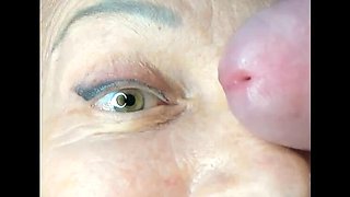 Mature MILF Tania Takes Huge Face Cum Load in Her Eye - Extreme Close Up
