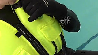 Neoprene Lust: Inflatable Snorkel Vest Pleasure in the Pool
