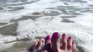 Waves Crashing on Size 16 Feet & Legs