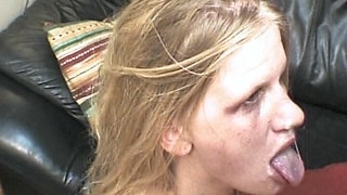 Skinny Blonde Babe Endures Rough Deepthroat Session