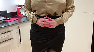 Satin Secretary Sophie Drains Your Balls Teasing Nylons