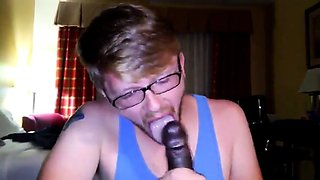 Big Black Cock Gets Serviced by a Hungry White Mouth