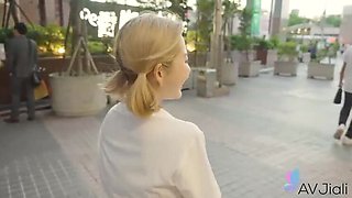 Stacy Cash Asian Blonde Schoolgirl Sucks Bad Boy Dick Close Up Cumshot