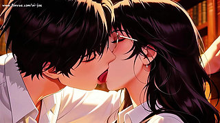 Gap Moe Glasses Beautiful Woman, the Private Study Session in the Library Super Temptation Episode 2 Ai-generated