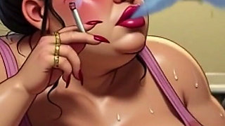 Horny Pregnant BBW Smoking & Pissing - Massive Belly Pee on Floor