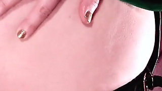 Sexy Mistress Teasing by Big Dildo Strap-on... and Wearing Black Nylon Stockings