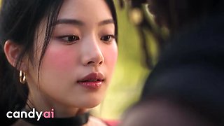 Bashful Buxomy Japanese DEMOLISHED by a MONSTER BIG BLACK COCK Railing and Rear end in Her Guest room - Candy AI