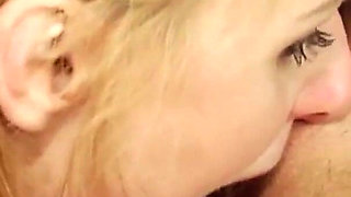 Milf Elena Galerkin makes cock cum by sucking it and licking her ass