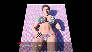 Jerking off to My Step Aunty Nikki's Pretty Face and Beautiful Big Tits While Taking Sun Bath Near Pool
