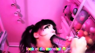 Small titted brunette Sharron with glasses masturbates