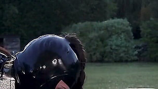 Rubber Doll Cock Teasing Rubber Bound Sub Outdoors