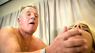 Horny Old bone sucked by top young blonde
