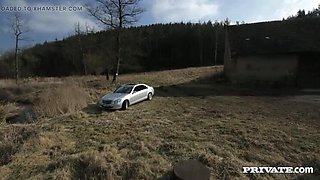 Alexis Crystal sucks dick and gets fucked hard in car backseat