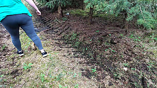 Complete Naked Girl in the Woods and Whipping Her Body and Genitals