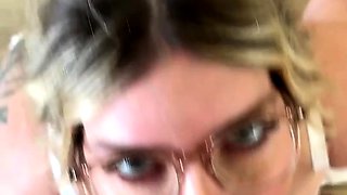 Rachel Jade Gets Her Glasses Covered In Cum