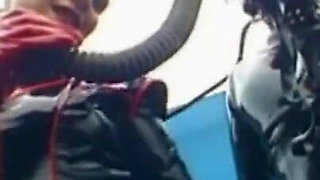 Dominating gas mask man