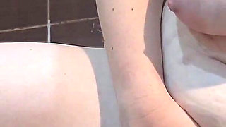 Amateur Busty BBW Wife Masturbating in the Bathroom