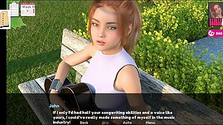Shaved pussy and big-boobed redhead in an erotic game adventure