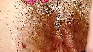 Milf Alice with extremely hairy pussy having masturbation video
