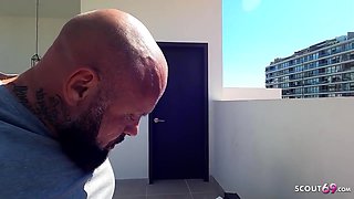 German Teen 18+ In Fishnet Stockings Outdoor Sex By Older Guy