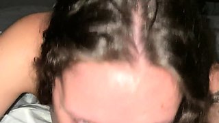 Blowjob for big cock from college brunettes