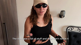 Hot Invader Was Punished for Trying to Rob Me! Fuck Her and Fed with My Cum