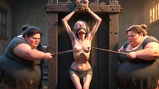 Granny Slave Breast Whipping Session by Two Obese BBW Dominatrixes