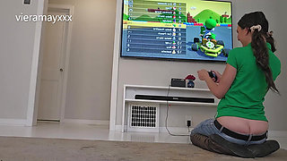 Pants Fell Down While Playing Mario Kart- Panty Stuffing